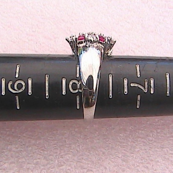 14k Wg Filled Ruby & White Topaz GoldRing  (#68) - Picture 5 of 8